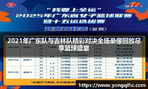 2021年广东队与吉林队精彩对决全场录像回放尽享篮球盛宴
